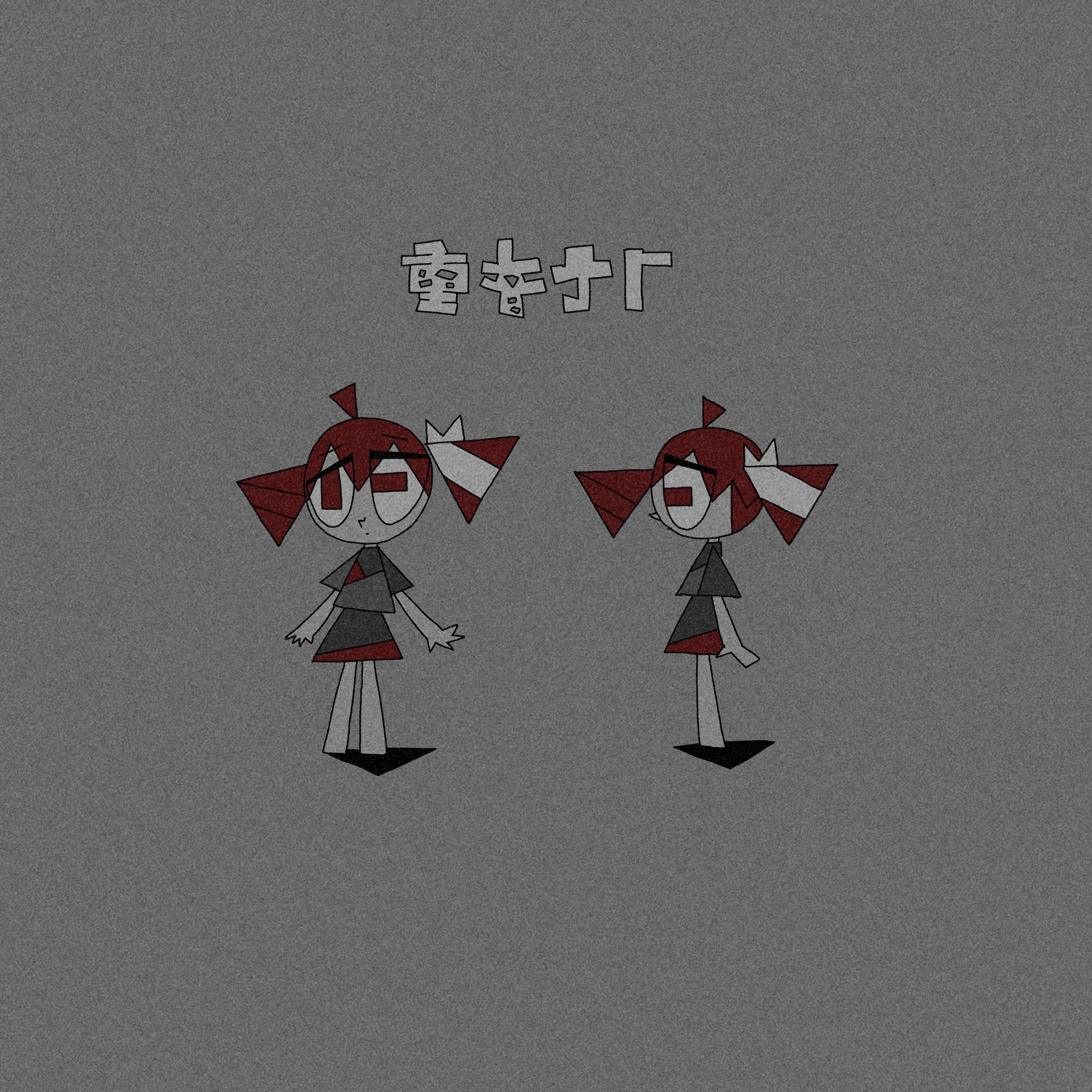nyr50ml, kasane teto, kasane teto (sv), synthesizer v, highres, tagme, 1girl, doomer (synthesizer v), drill hair, grey background, twin drills