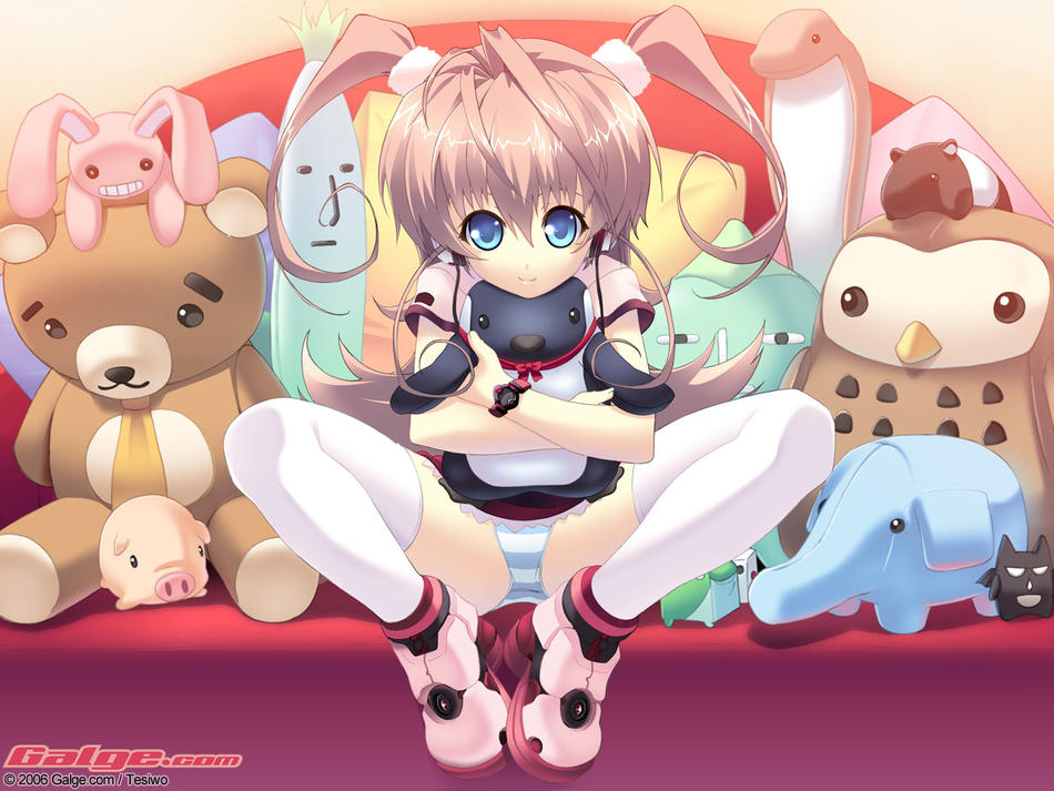 loli, panties, sitting, smile, stuffed animal, stuffed toy, thighhighs, underwear