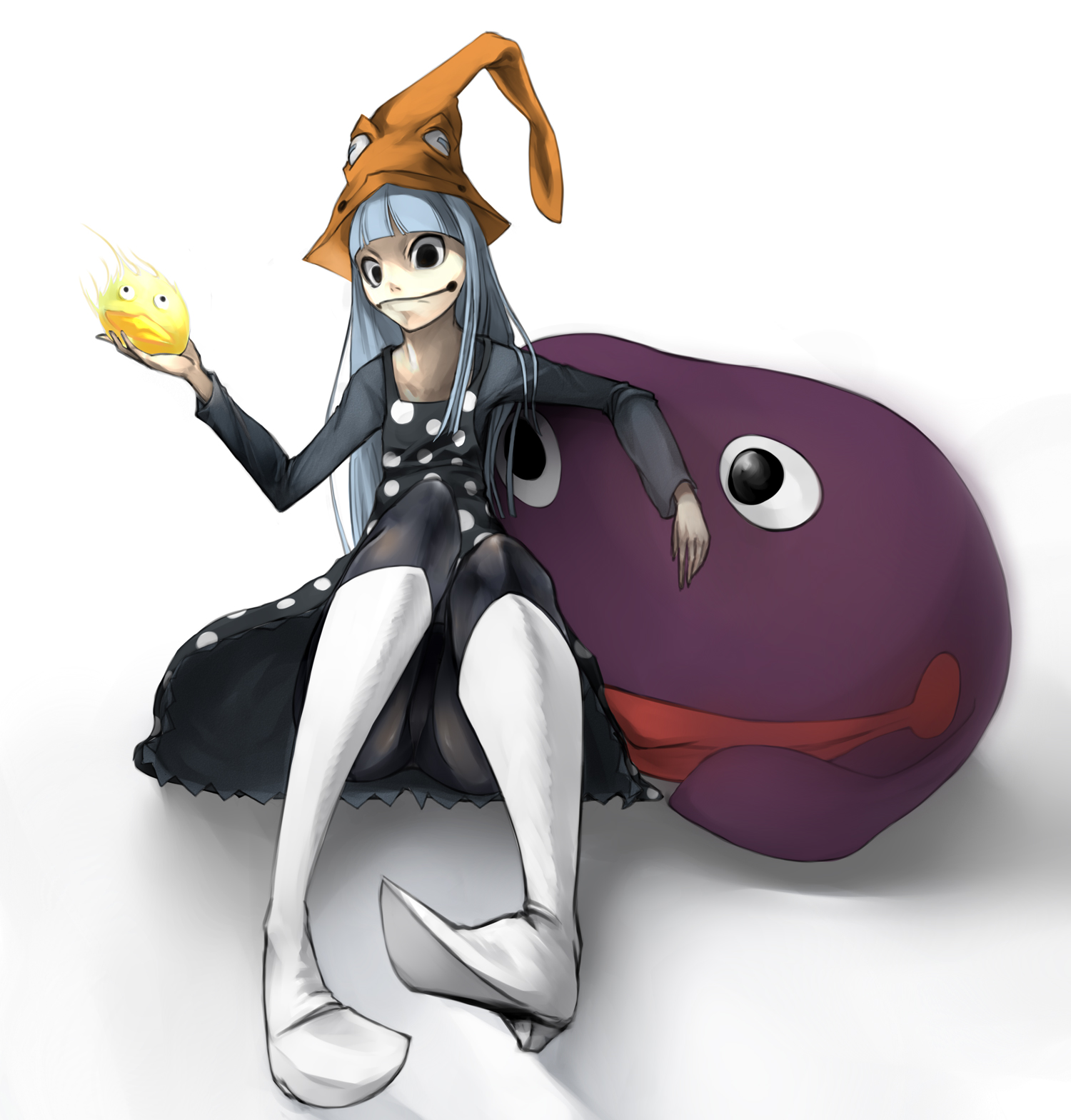 yama, eruka frog, soul eater, bad id, bad pixiv id, highres, 00s, hat, panties, panties under pantyhose, pantyhose, solo, underwear, upskirt, witch, witch hat, wizard hat