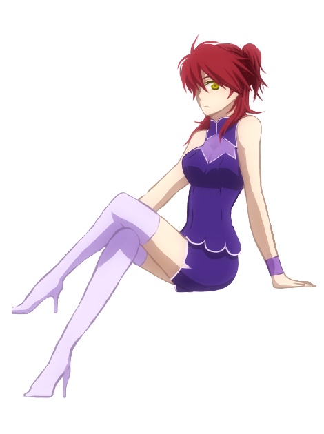 minakawa6, nena trinity, gundam, gundam 00, bad id, 00s, boots, red hair, shorts, sitting, solo, thigh boots, thighhighs, yellow eyes, zettai ryouiki