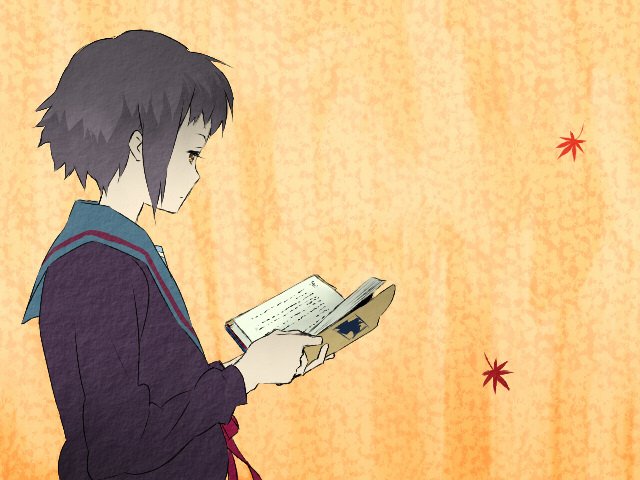 nagato yuki, suzumiya haruhi no yuuutsu, bad id, bad pixiv id, 00s, 1girl, book, cardigan, female focus, school uniform, serafuku, short hair, solo, upper body