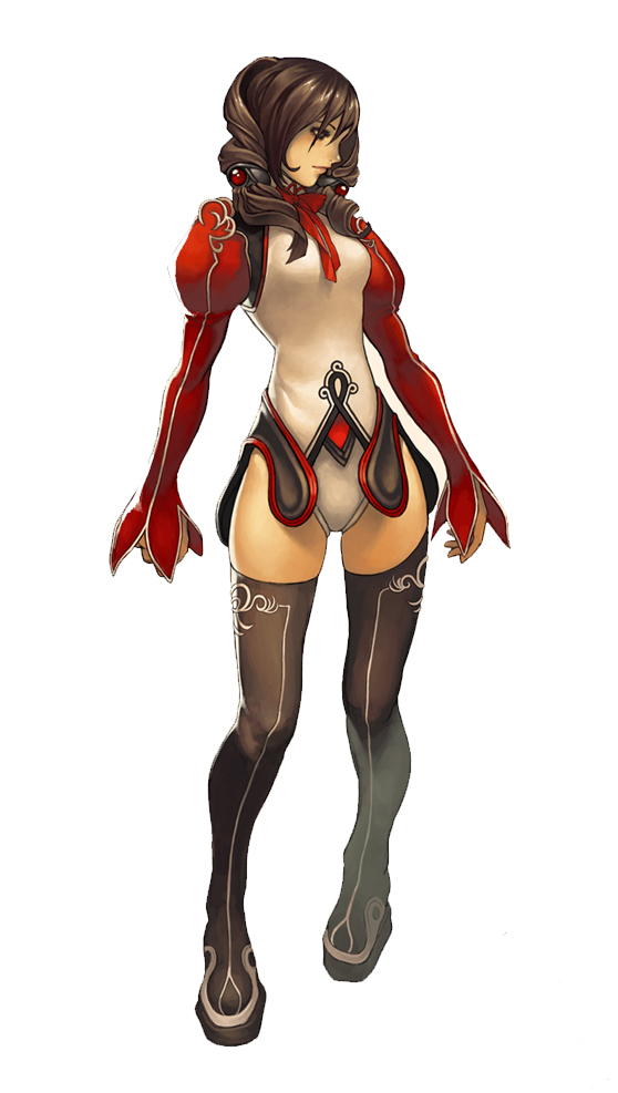 robert kim, original, bad id, bad pixiv id, 1girl, brown hair, dress, female focus, long hair, solo, thighhighs