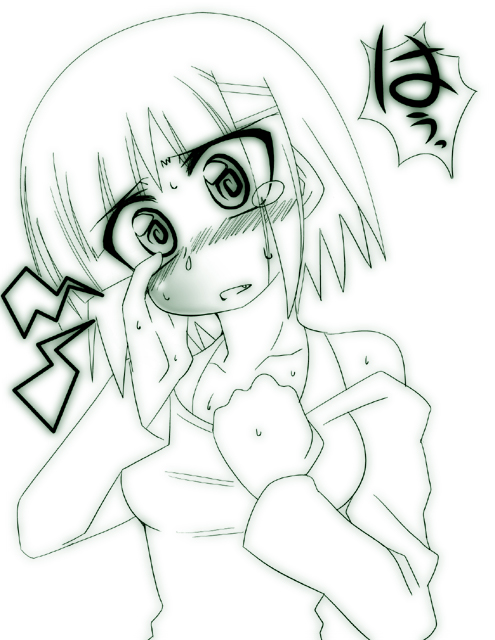 ikebata homura, aizawa sakuya, hayate no gotoku!, 00s, 1girl, blush, female focus, green theme, hair ornament, hairclip, monochrome, solo, sweat, tears