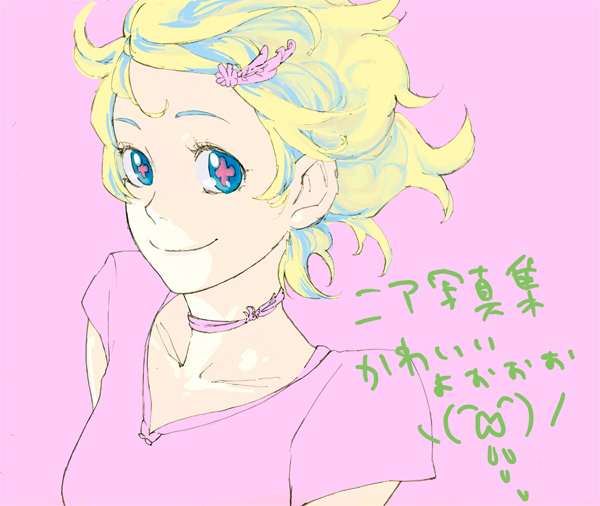 pixitoro, rotoshi, nia teppelin, tengen toppa gurren lagann, bad id, bad pixiv id, 00s, 1girl, choker, female focus, hair ornament, hairclip, multicolored hair, short hair, smile, solo