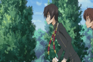 kururugi suzaku, lelouch vi britannia, milly ashford, shirley fenette, code geass, animated, animated gif, anime screenshot, bad aspect ratio, lowres, 00s, 2boys, 2girls, multiple boys, multiple girls, one-piece swimsuit, running, swimsuit