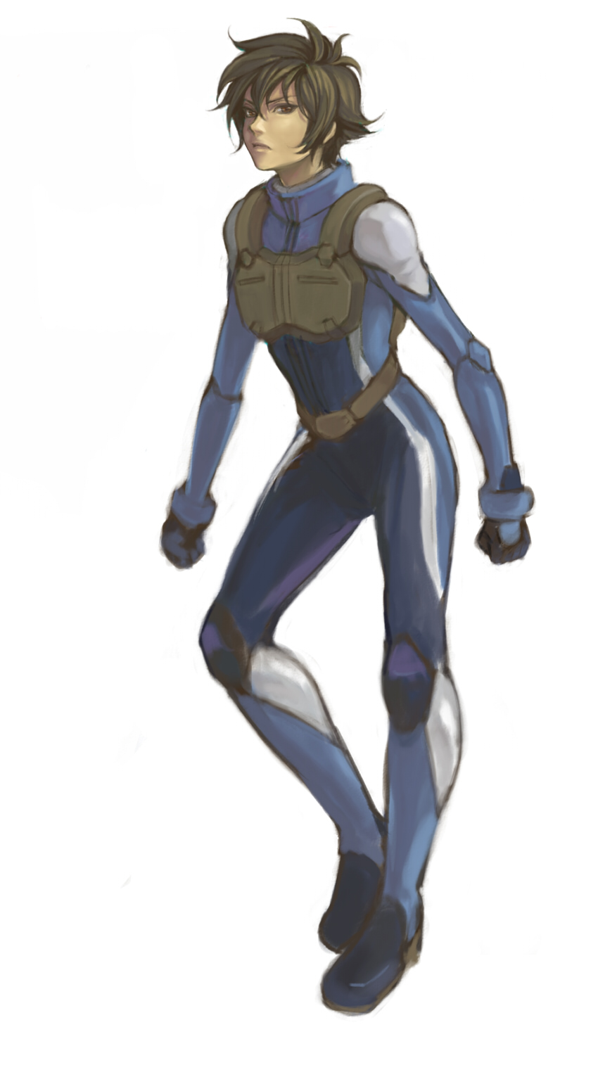 sakatsuki, setsuna f. seiei, gundam, gundam 00, pilot suit, bad id, bad pixiv id, highres, 00s, 1boy, bodysuit, brown hair, male focus, short hair, solo