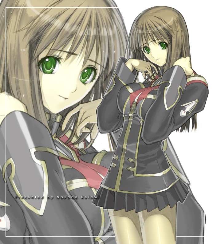 nakabayashi reimei, setsuko ohara, banpresto, super robot wars, super robot wars z, super robot wars z1, brown hair, green eyes, pantyhose, skirt