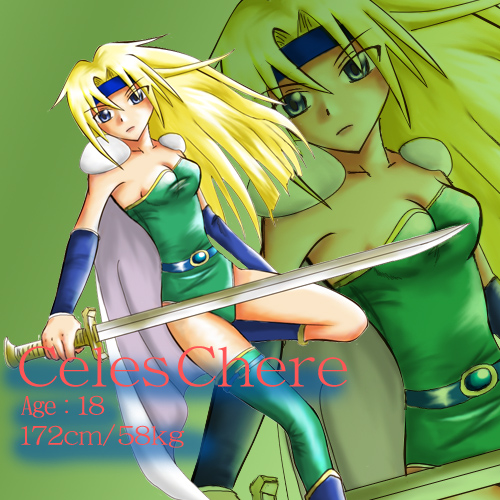 celes chere, final fantasy, final fantasy vi, lowres, 1990s (style), 1girl, blonde hair, cape, female focus, headband, leotard, long hair, retro artstyle, shoulder pads, solo, sword, weapon, zoom layer