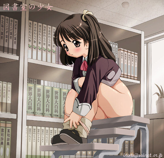 tagme, 1girl, ass, female focus, indoors, panties, school uniform, serafuku, sitting, solo, underwear