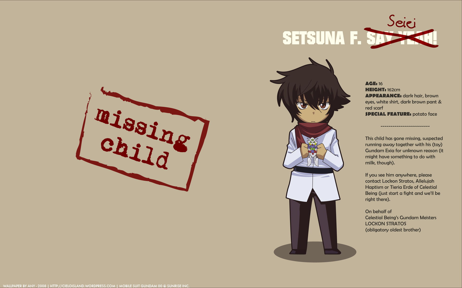 setsuna f. seiei, gundam, gundam 00, highres, 00s, chibi, english text, male focus, solo