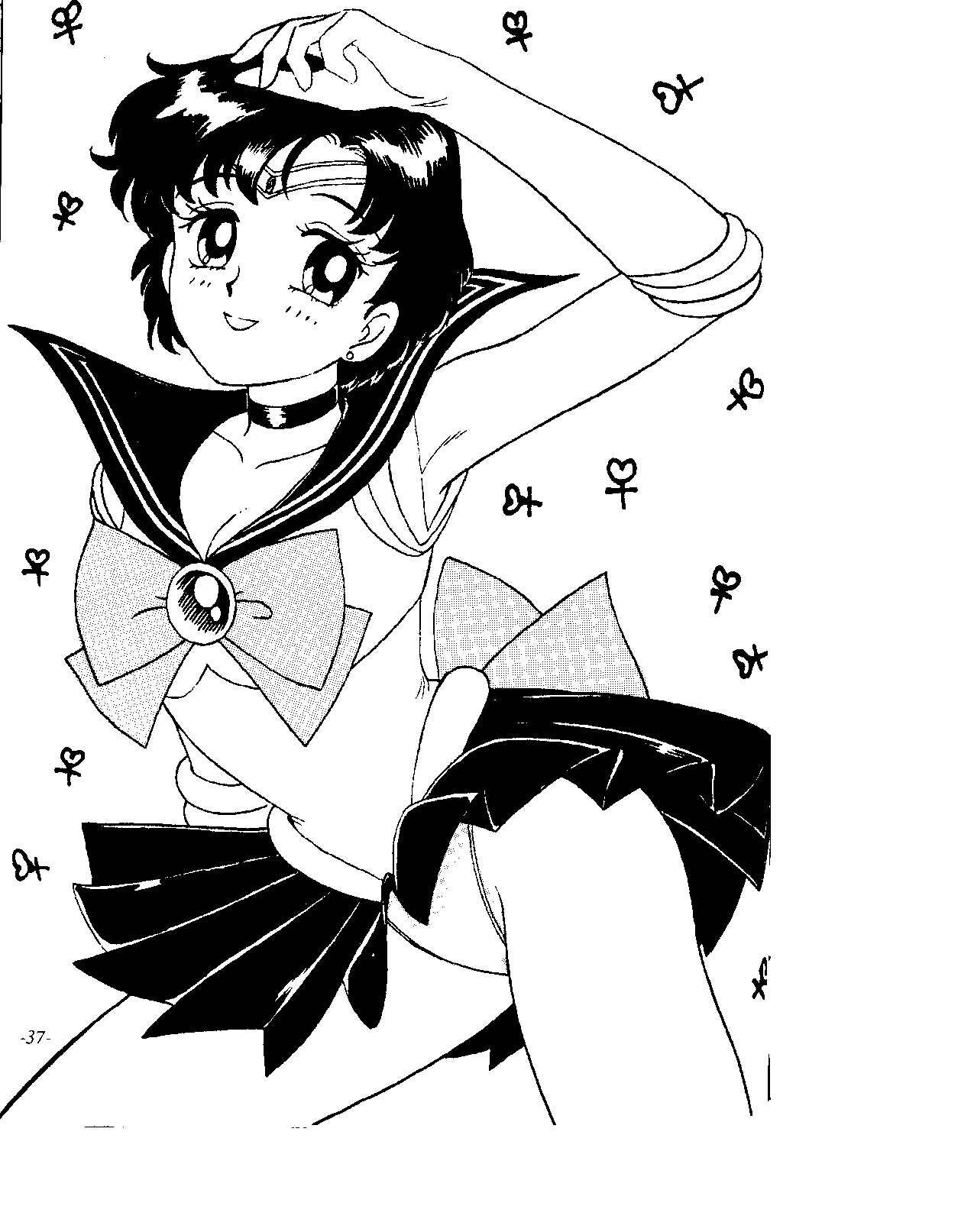 mizuno ami, sailor mercury, bishoujo senshi sailor moon, highres, 1990s (style), clothes lift, elbow gloves, gloves, greyscale, monochrome, panties, pantyshot, retro artstyle, ribbon, short hair, skirt, skirt lift, solo, tiara, underwear
