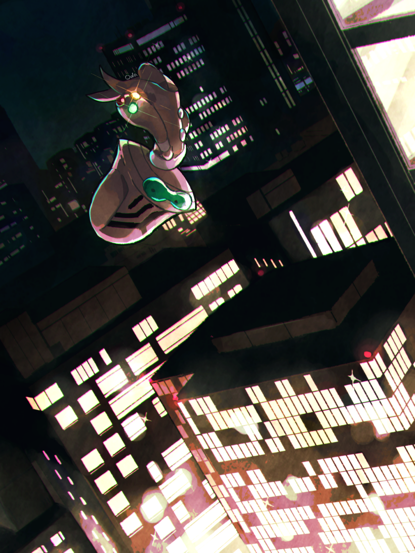 odo 7ta, beheeyem, nintendo, pokemon, commentary request, building, city, floating, gen 5 pokemon, glint, night, pokemon (creature), pokemon focus, solo