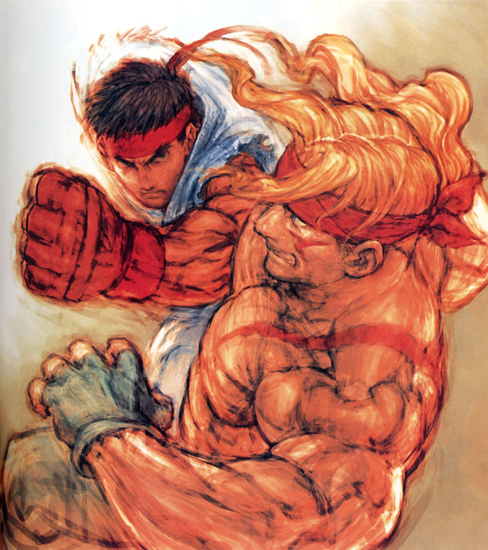 alex (street fighter), ryu (street fighter), capcom, street fighter, street fighter iii (series), 2boys, battle, male focus, manly, multiple boys, punching