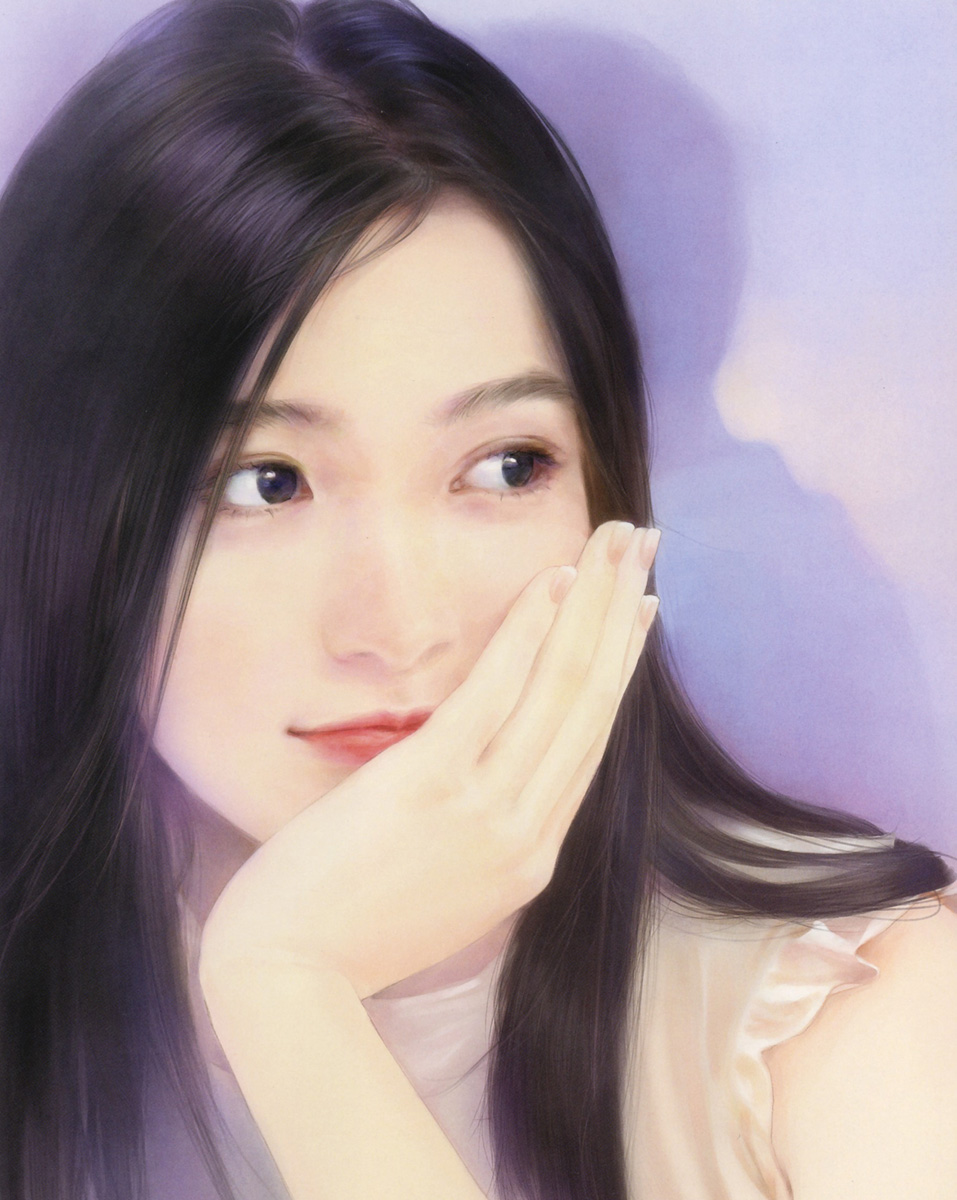 chen shu fen, highres, black eyes, black hair, long hair, realistic, smile, solo