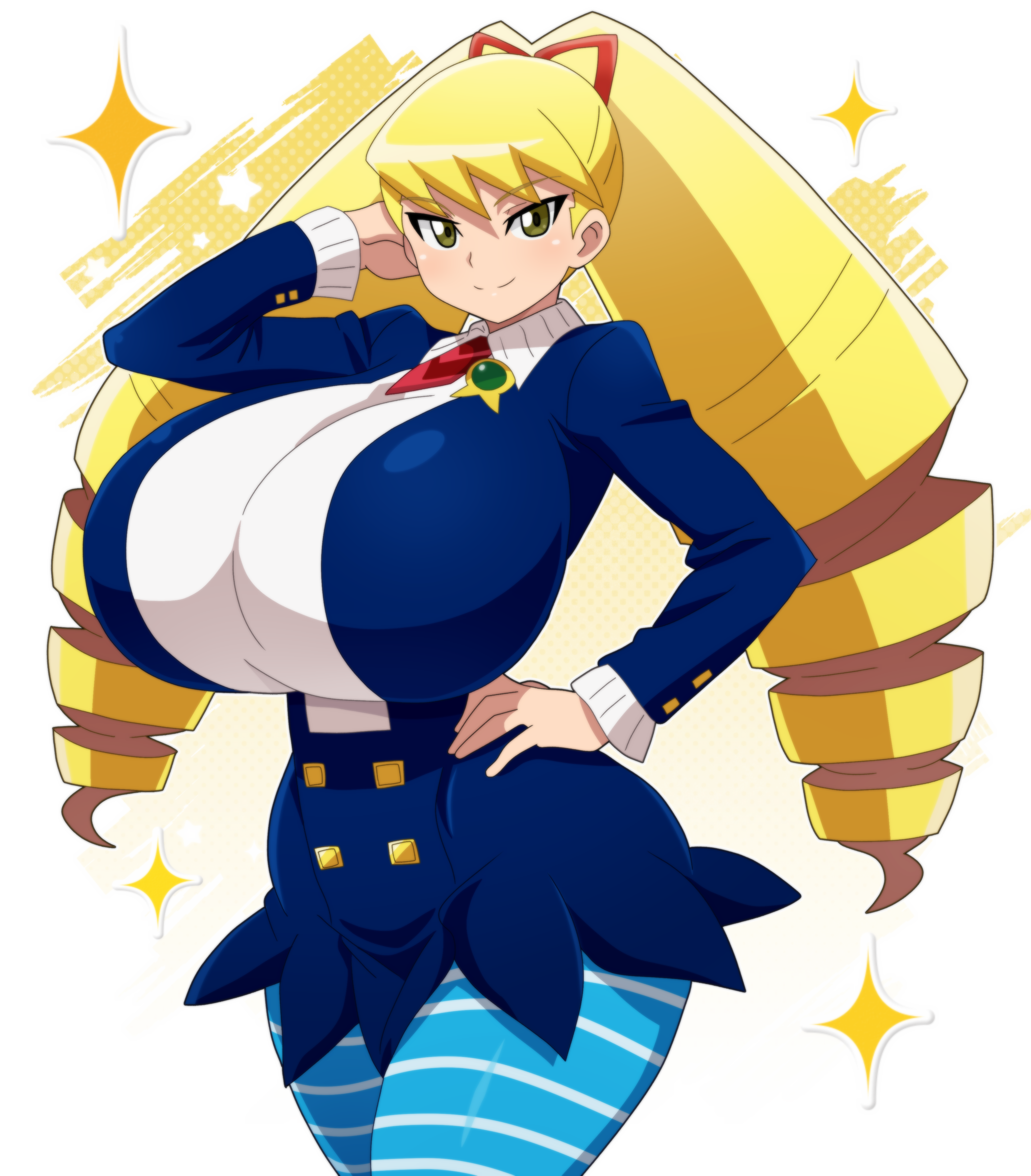 hitokiwa kenchin, luna platz (mega man), mega man (series), mega man star force (series), absurdres, highres, 1girl, alternate breast size (larger), blonde hair, breasts, huge breasts