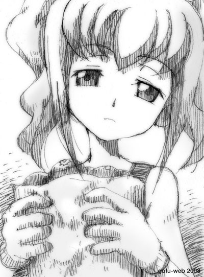 gofu, anya alstreim, code geass, traditional media, 00s, greyscale, monochrome, sketch, solo
