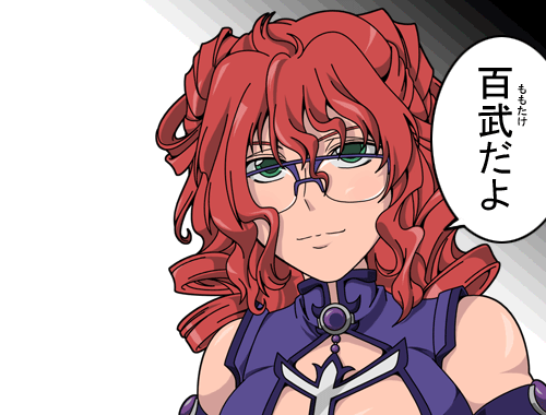 akito (owata11), xine espio, banpresto, super robot wars, super robot wars z, super robot wars z1, bad id, bad pixiv id, lowres, translation request, bespectacled, glasses, green eyes, red hair, solo