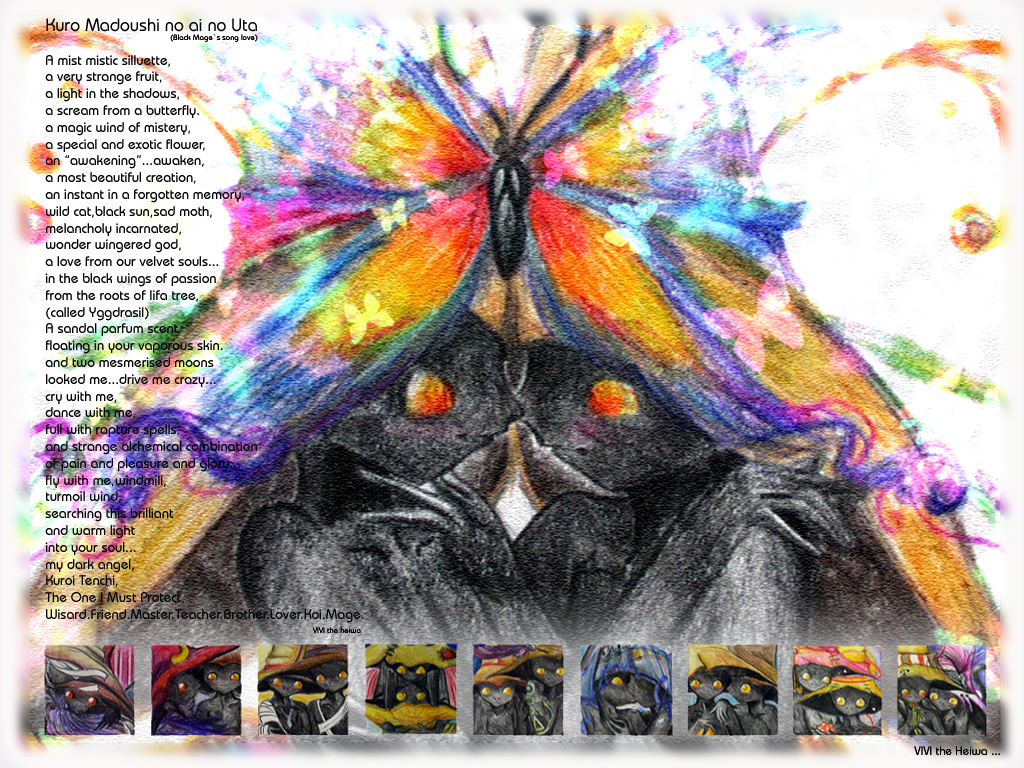 vivi the heiwa, black mage (final fantasy), final fantasy, final fantasy ix, 00s, 1boy, 1girl, black skin, blush, bug, butterfly, colored skin, couple, dark skin, engirsh, english text, engrish text, hat, hetero, insect, nude, orange eyes, ranguage, smile, yellow eyes