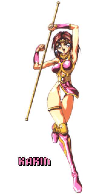 oobari masami, son karin, choujin gakuen gowcaizer, technos, 1990s (style), brown hair, fang, retro artstyle, smile, spandex, stick, tan, tiara