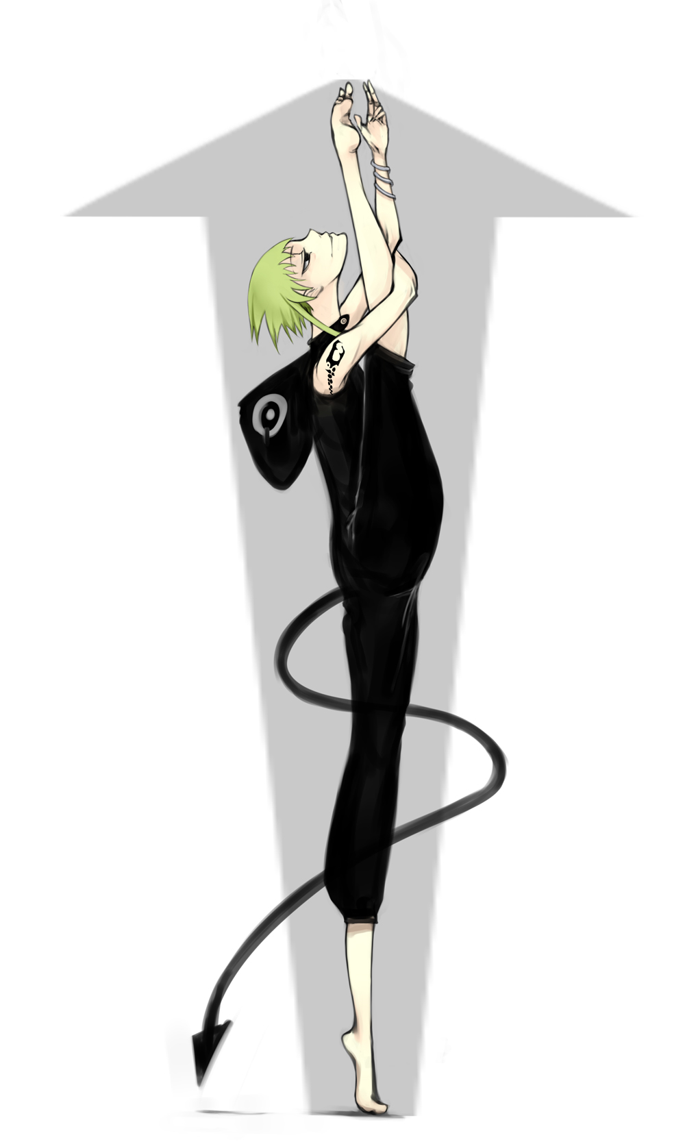 yama, medusa gorgon, soul eater, bad id, bad pixiv id, highres, 00s, barefoot, feet, solo, split, standing, standing on one leg, standing split