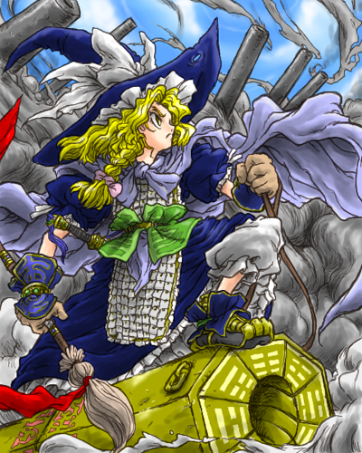 kirisame marisa, touhou, lowres, 1girl, adapted costume, armor, blonde hair, female focus, solo