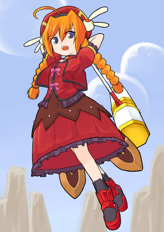 shuusou showa, graf eisen, vita (nanoha), lyrical nanoha, mahou shoujo lyrical nanoha, mahou shoujo lyrical nanoha a's, 00s, blue eyes, braid, dress, hat, red hair, solo, twin braids