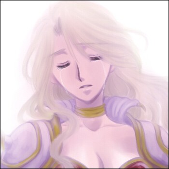 soranokaze15, rosa farrell, final fantasy, final fantasy iv, lowres, 1990s (style), 1girl, armor, black border, blonde hair, border, breasts, cleavage, closed eyes, collarbone, crying, female focus, head tilt, long hair, medium breasts, retro artstyle, shoulder pads, solo, streaming tears, tears, upper body