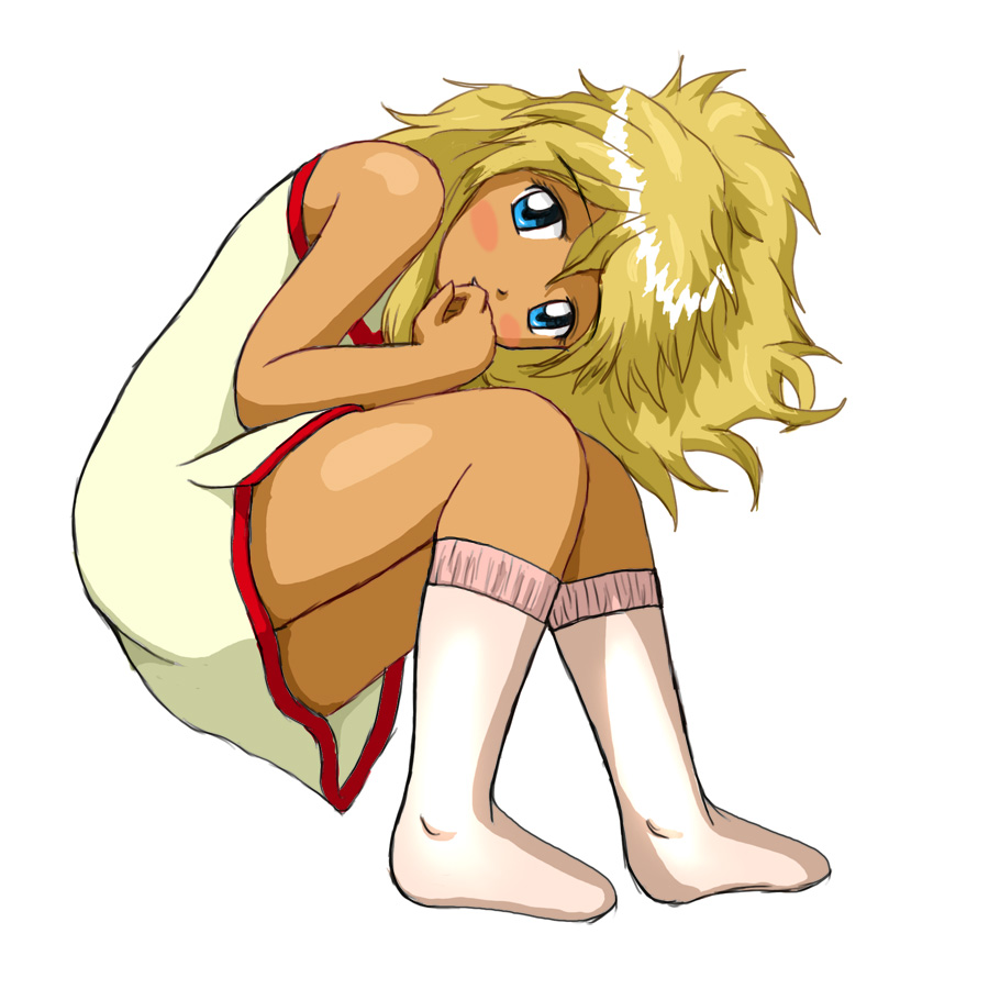 huyase, slavya-chan, 2ch.ru, ru-chans, tagme, 1girl, blue eyes, dress, female focus, full body, mascot, simple background, socks, solo, white background
