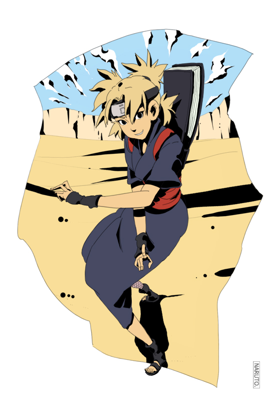 yupii, temari (naruto), naruto (classic), naruto (series), blonde hair, fishnets, hand fan, solo