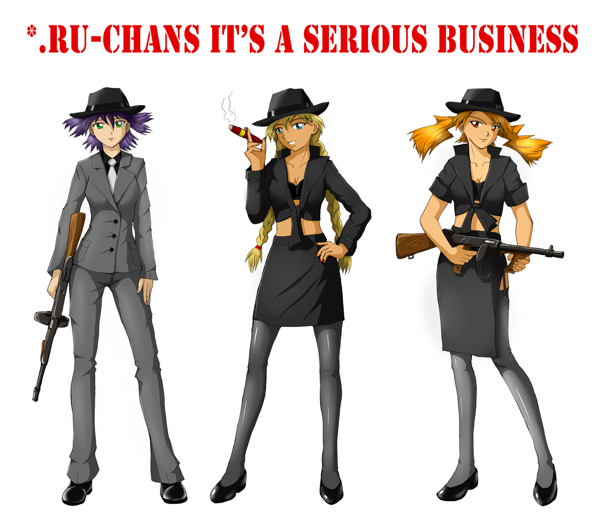 huyase, dvach-tan, slavya-chan, unyl-chan, 2ch.ru, ru-chans, gun, mascot, weapon