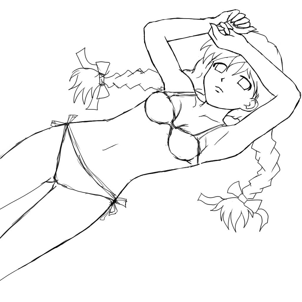 huyase, slavya-chan, 2ch.ru, ru-chans, tagme, 1girl, braid, female focus, lineart, mascot, monochrome, solo