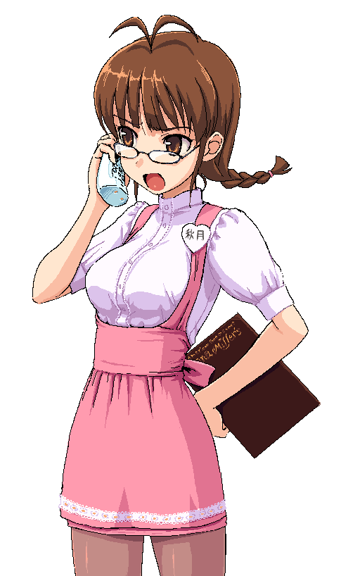 takayaki, akizuki ritsuko, anna miller, idolmaster, idolmaster (classic), idolmaster 1, 00s, cordless phone, glasses, pantyhose, phone, waitress