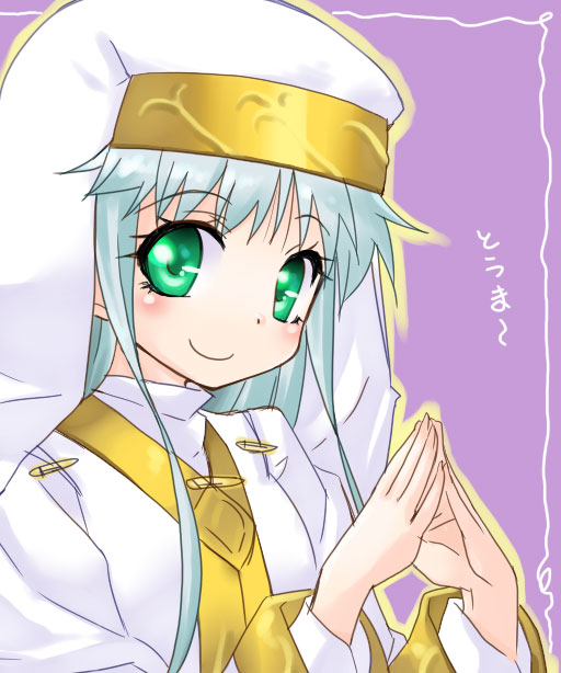 azuma ezu, index (toaru majutsu no index), toaru majutsu no index, silver hair, 00s, green eyes, safety pin, smile, solo, steepled fingers, upper body