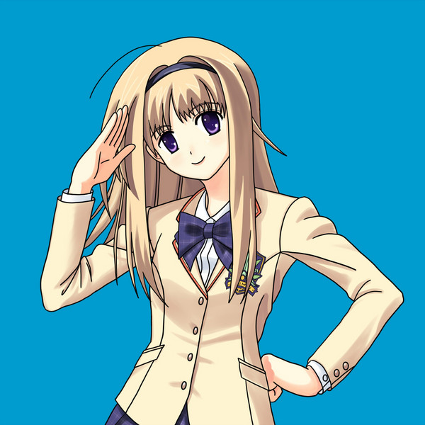 nishijou nanami, chaos;head, science adventure, 00s, ahoge, blazer, blonde hair, bow, hairband, headband, jacket, long hair, ribbon, school uniform, smile