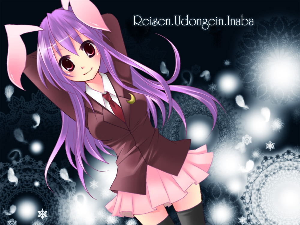 tepengu, reisen udongein inaba, touhou, bad id, bad pixiv id, 1girl, animal ears, breasts, female focus, long hair, purple hair, rabbit ears, skirt, socks, solo