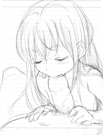 massiro, tagme, :>=, fellatio, foreskin, loli, monochrome, oral, penis