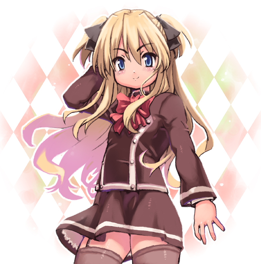 yu 3, shalon, quiz magic academy, blonde hair, blue eyes, solo, thighhighs, zettai ryouiki