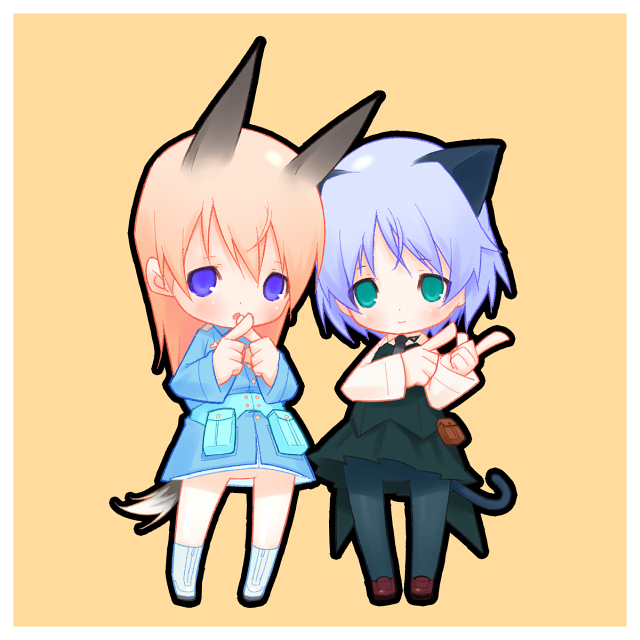0123456789, eila ilmatar juutilainen, sanya v. litvyak, strike witches, world witches series, 00s, 2girls, animal ears, black pantyhose, chibi, multiple girls, muri da na, pantyhose