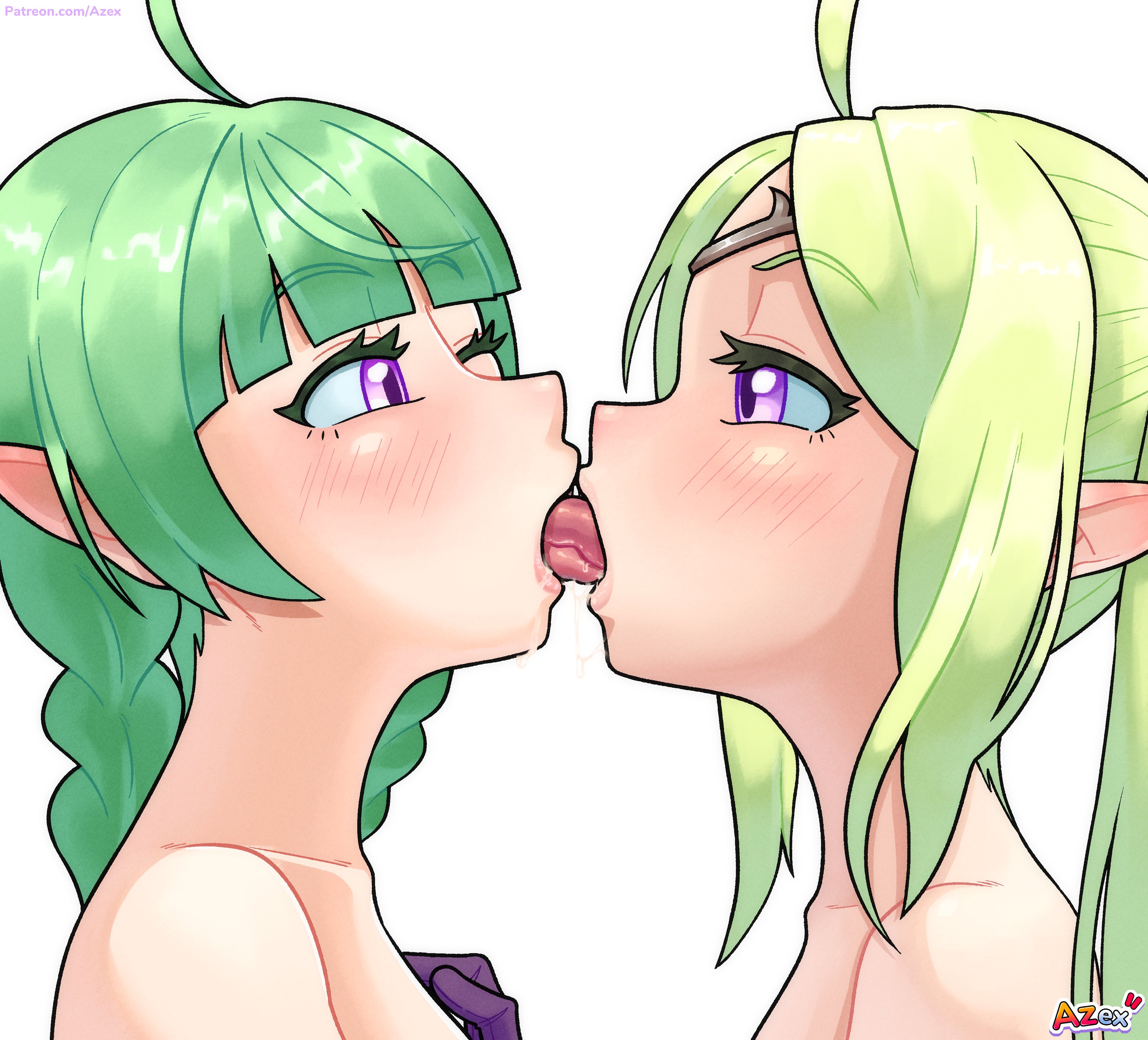 azex, nah (fire emblem), nowi (fire emblem), fire emblem, fire emblem awakening, nintendo, tagme, french kiss, kiss, mother and daughter, yuri