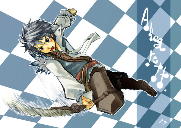 allegretto, trusty bell, 1boy, male focus, solo, sword, weapon
