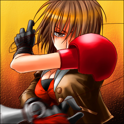 tsukishiro aoi (s s moon), paulette (arc the lad), arc the lad, arc the lad twilight of the spirits, lowres, 1girl, bra, breasts, brown eyes, brown hair, female focus, gloves, lingerie, mole, mole on breast, shoulder pads, solo, underwear, wire