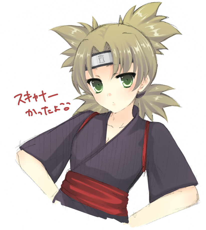 ichii (pixiv), temari (naruto), naruto (classic), naruto (series), bad id, bad pixiv id, brown hair, green eyes, headband, quad tails, short hair