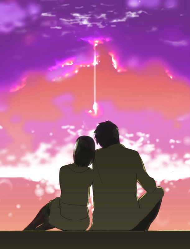 onigunsou, reitei, original, 1boy, 1girl, couple, hetero, sky