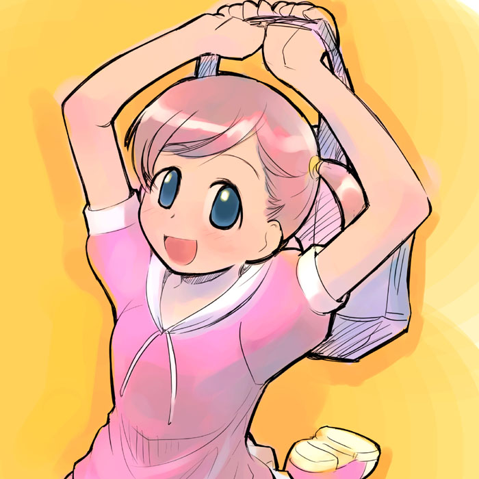 ikeda jun (mizutamari), original, bag, dress, happy, jumping, pink dress, pink hair, solo