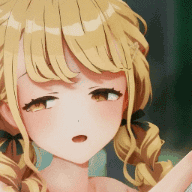 fujita kotone, gakuen idolmaster, idolmaster, artist request, blender (medium), cropped, source request, 1girl, blonde hair, braid, implied sex, solo, twin braids
