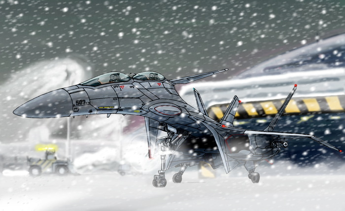ffr-31mr/d super sylph, sentou yousei yukikaze, 00s, aircraft, airplane, fighter jet, military, military vehicle, no humans, snow, vehicle focus