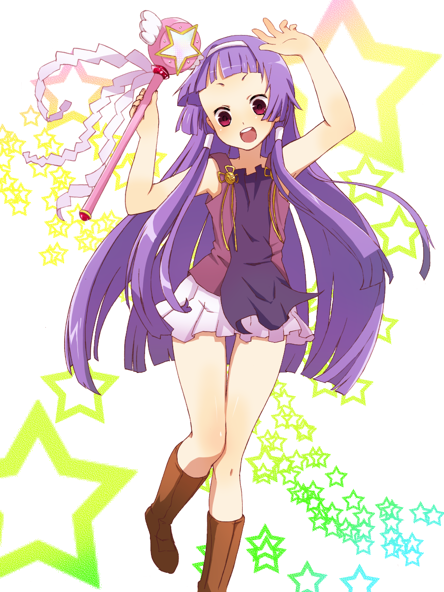 kanro, nagi, kannagi, highres, 00s, 1girl, blunt bangs, female focus, hair tubes, pleated skirt, skirt, solo, white skirt