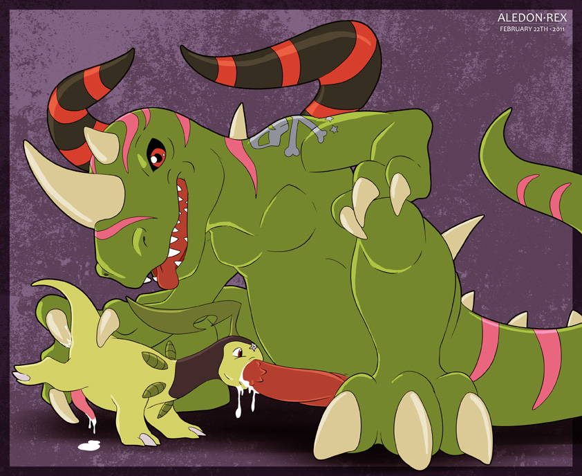 Rule34 – If it exists, there is porn of it / aledon rex, bayleef, tuskmon / 129824