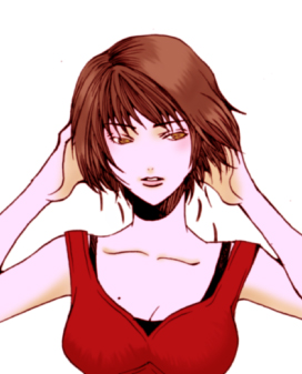 ni kae te kudasai, cheryl (arc the lad), paulette (arc the lad), arc the lad, arc the lad iii, arc the lad twilight of the spirits, lowres, 1girl, breasts, brown eyes, brown hair, female focus, mole, mole on breast, solo