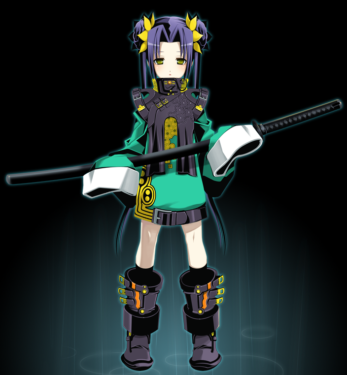 8055, kong ruili, kikokugai, 1girl, belt, boots, china dress, chinese clothes, double bun, dress, female focus, hair bun, katana, knee boots, kneehighs, long hair, long sleeves, oversized clothes, purple hair, rain, sheath, sheathed, sleeves past wrists, socks, solo, sword, twintails, weapon, yellow eyes